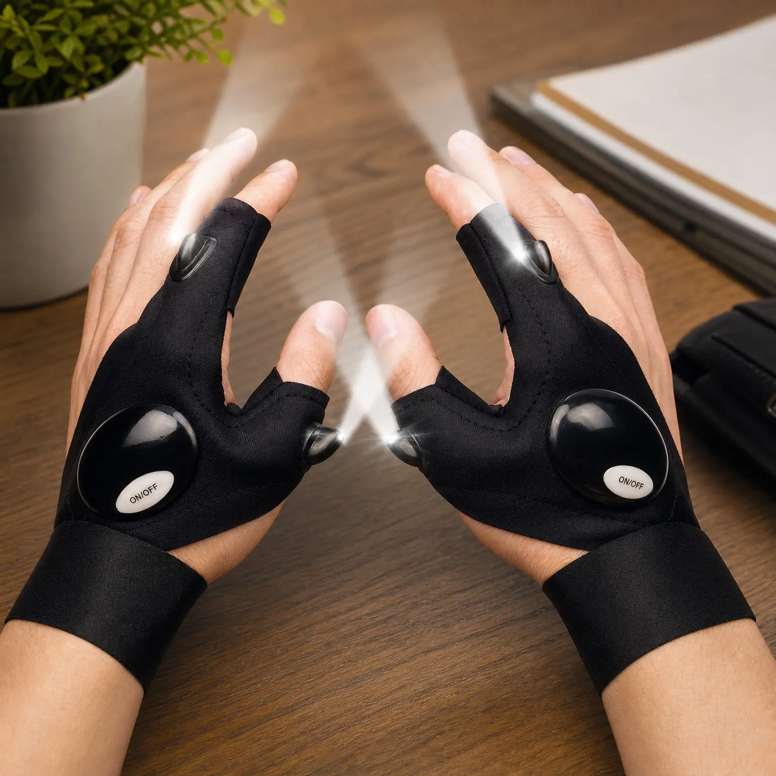 LED Flashlight Gloves - Hands-Free Lighted Work Gloves for Camping, Fishing, Repairing - Cool Gadgets Stocking Stuffers Gifts for Men Dad Husband Adults, Fathers Day Christmas Birthday, BlackGift