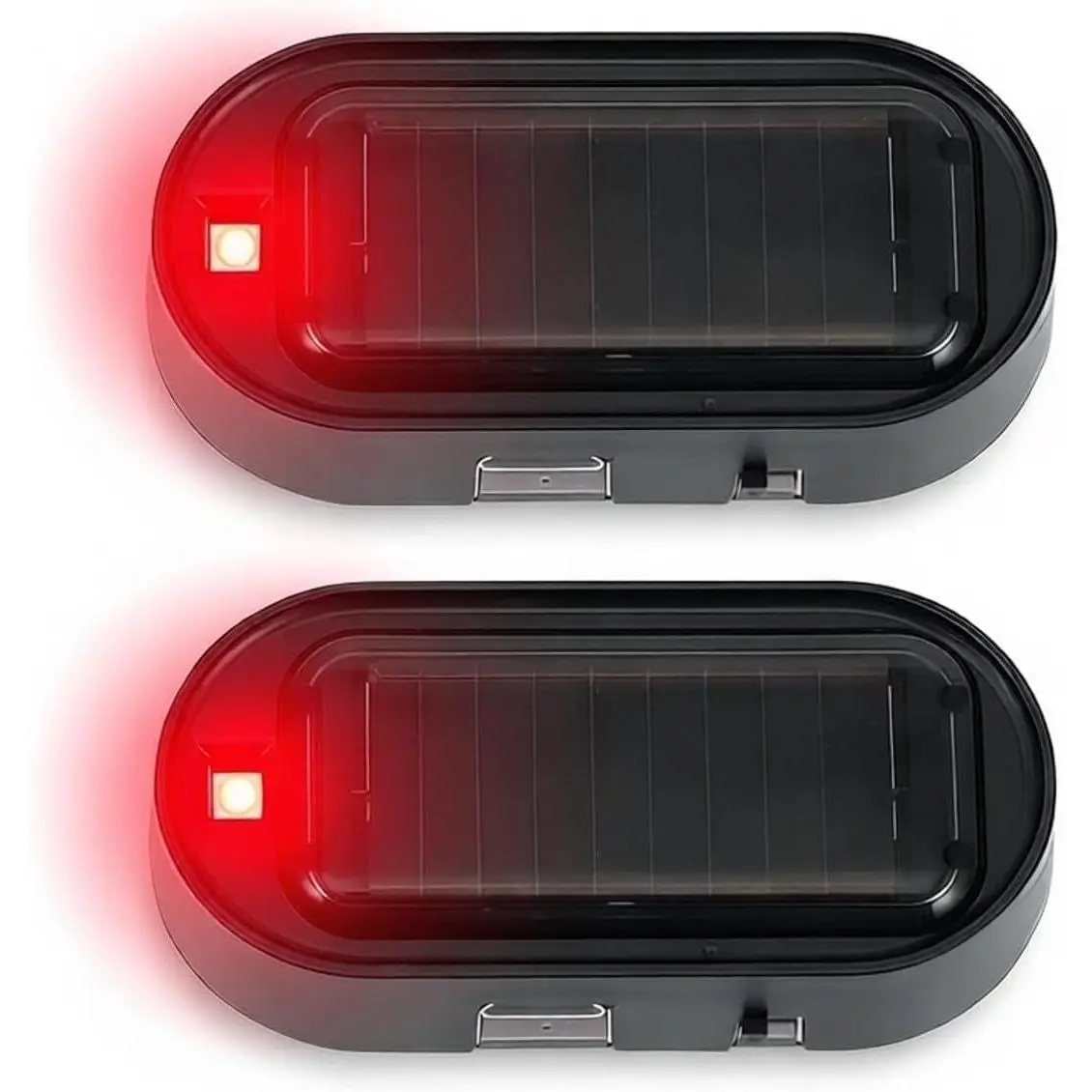 Car Solar Power Simulated Dummy Alarm，Anti-Theft LED Flashing Security Light Fake lamp with USB Charger Port，Car Accessories for Most Cars,2PCS (red)Gift.