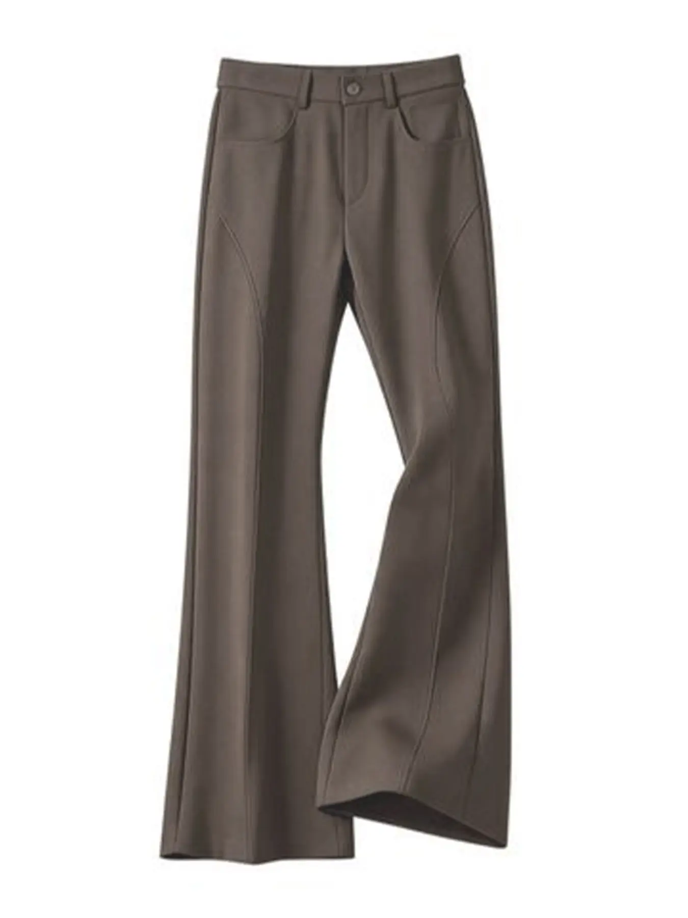 Men's High-Waisted Tailored Details Flared Straight Suit Pants, Stylish Business Wear, Comfortable Fit, Perfect for Formal Occasions