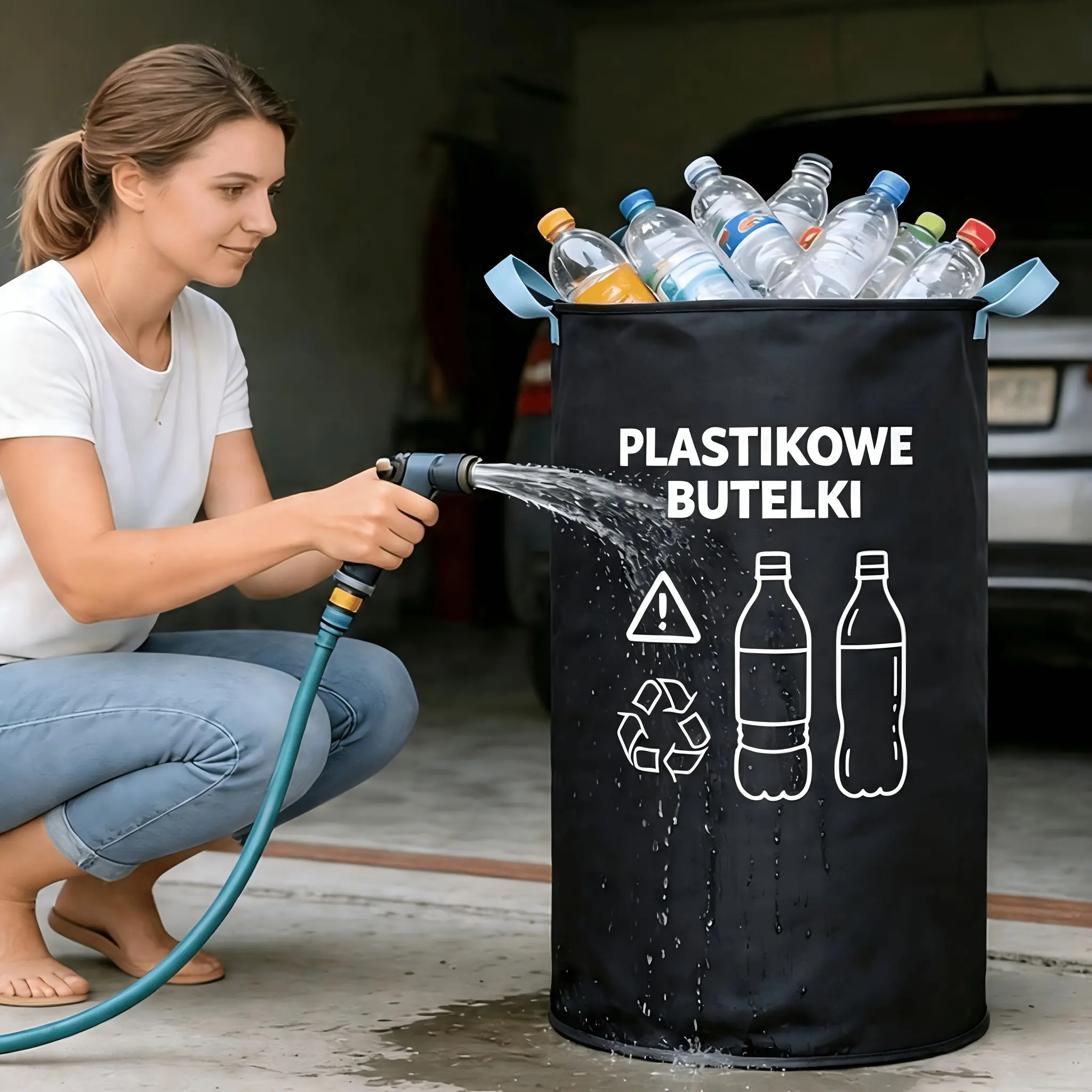 1/2Pcs Indoor Recycling Bin, Foldable Oxford Cloth Plastic Bottle Collection Basket, Large Capacity Beverage Bottle Storage Bucket, Collapsible Deposit Bottle Organizer for Home Summer Use