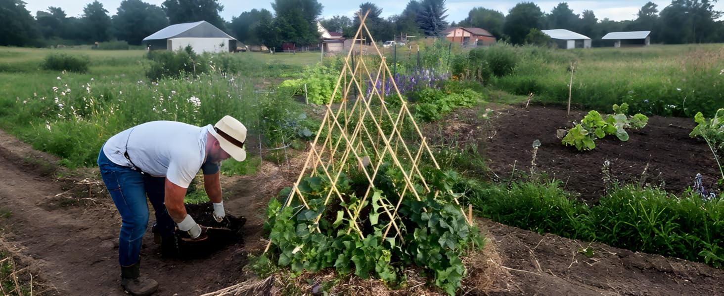 4ft Expandable Bamboo Teepee Trellis for Climbing Plants, Self-Standing Natural Bamboo Trellis for Plant, Folding Trellis for Vines Flowers Vegetable Indoor