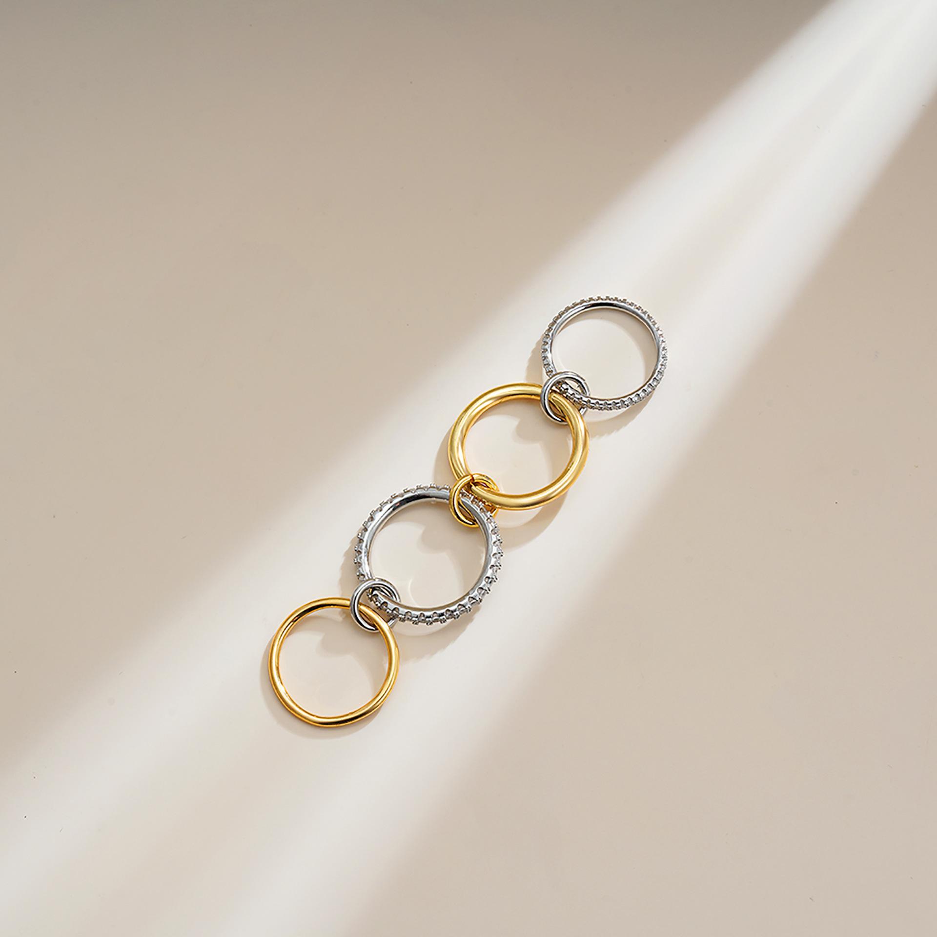 Interlocking Triple Band Ring, Micro Paved Blue Sapphire CZ Knot Ring, Luxury Statement Jewelry for Daily Wear & Parties, Perfect Gift