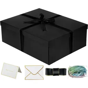 SUNDAY MIRTH Large  Box 16.5x13x5.5 inches,Black Boxes for Presents,Birthday,Valentine's Day,Mother's Day,Christmas,Anniversary