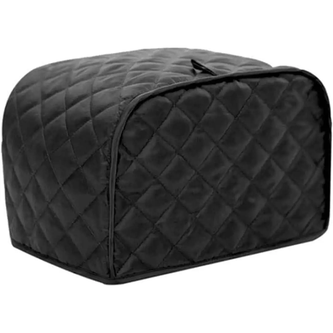 4 slice Toaster Cover, Polyester Fabric Quilted Four Slice Toaster Appliance Dust-proof Cover For Kitchen Small Appliance Dust and Fingerprint Protection ( Black)