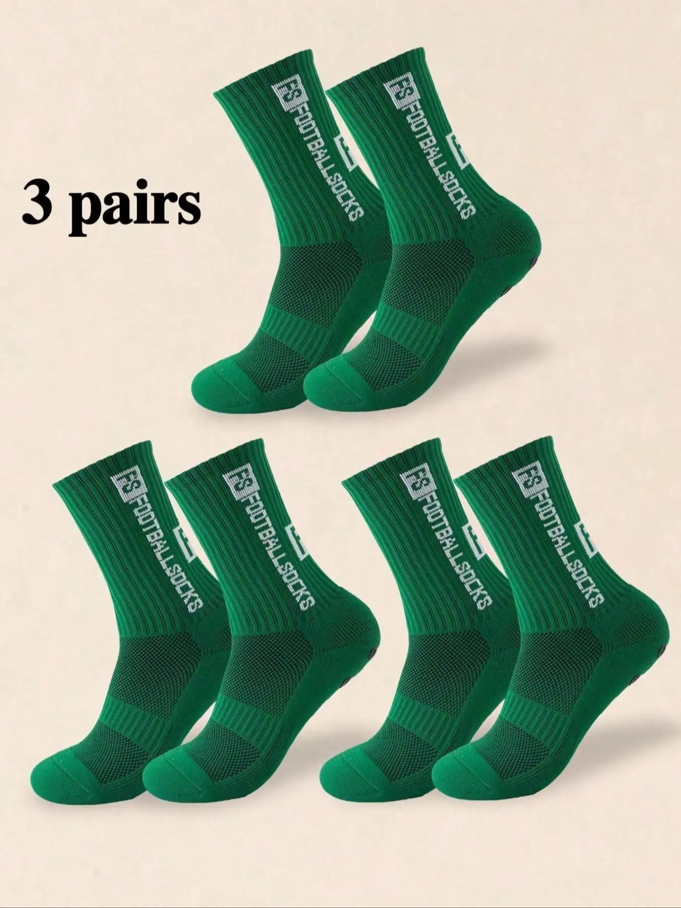 Men's Deep Sports Socks, 3 Pairs, Medium Thickness, Elastic Anti-Slip Wear-Resistant Sweat-Absorbing, Soccer, Basketball, Compression Socks
