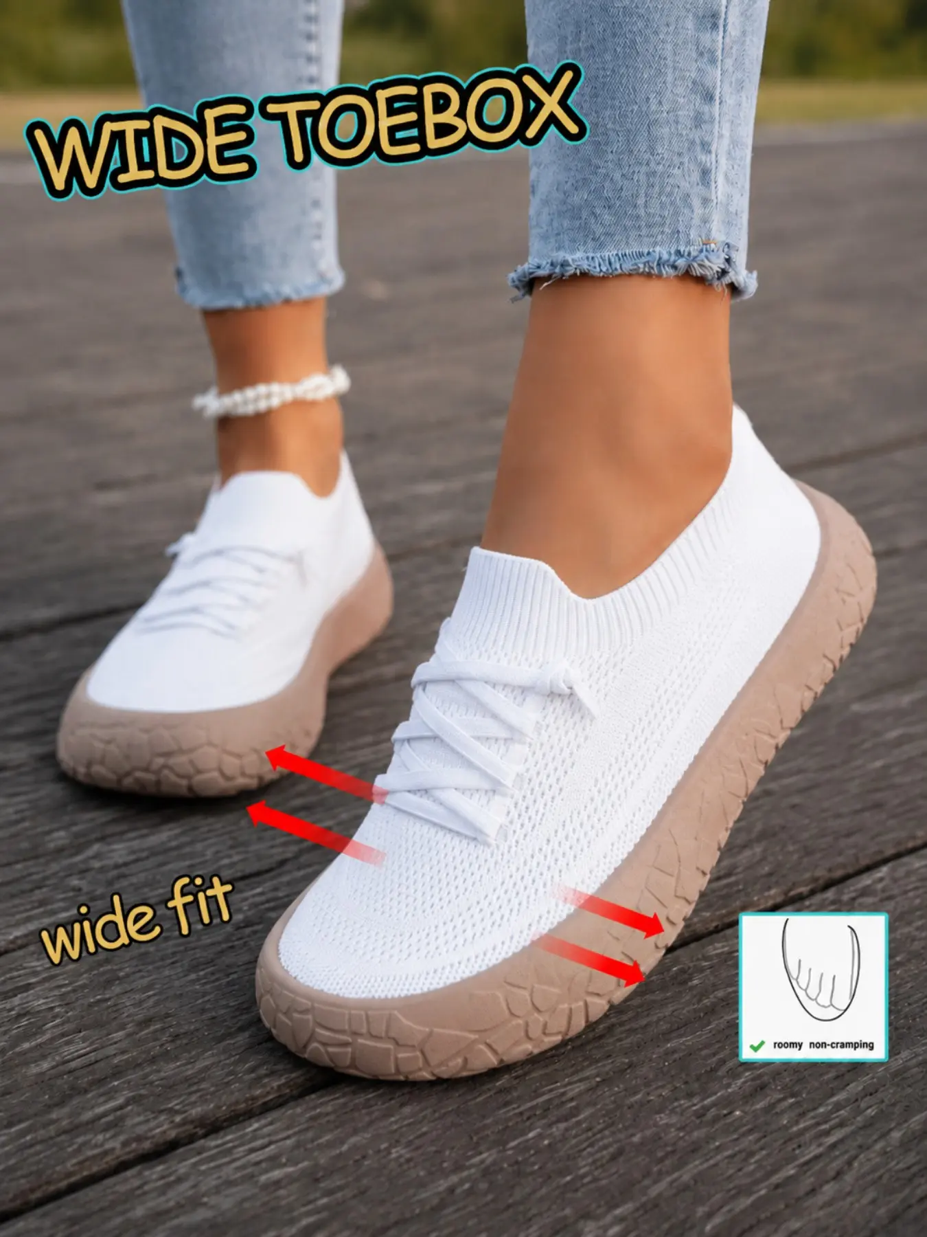 Women's Flyknit Breathable Slip-On Casual Rubber Shoes, Thick-Sole Anti-Slip Walking Flats, Multi-Color Options for Spring Footwear