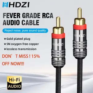 Hhdzi High-End Rca Coaxial Cable, Hi-Fi Audio Transmission, Dual Rca Connectors, Durable Nylon Braided, Anti-Interference, for Amplifiers, Speakers, Mixers