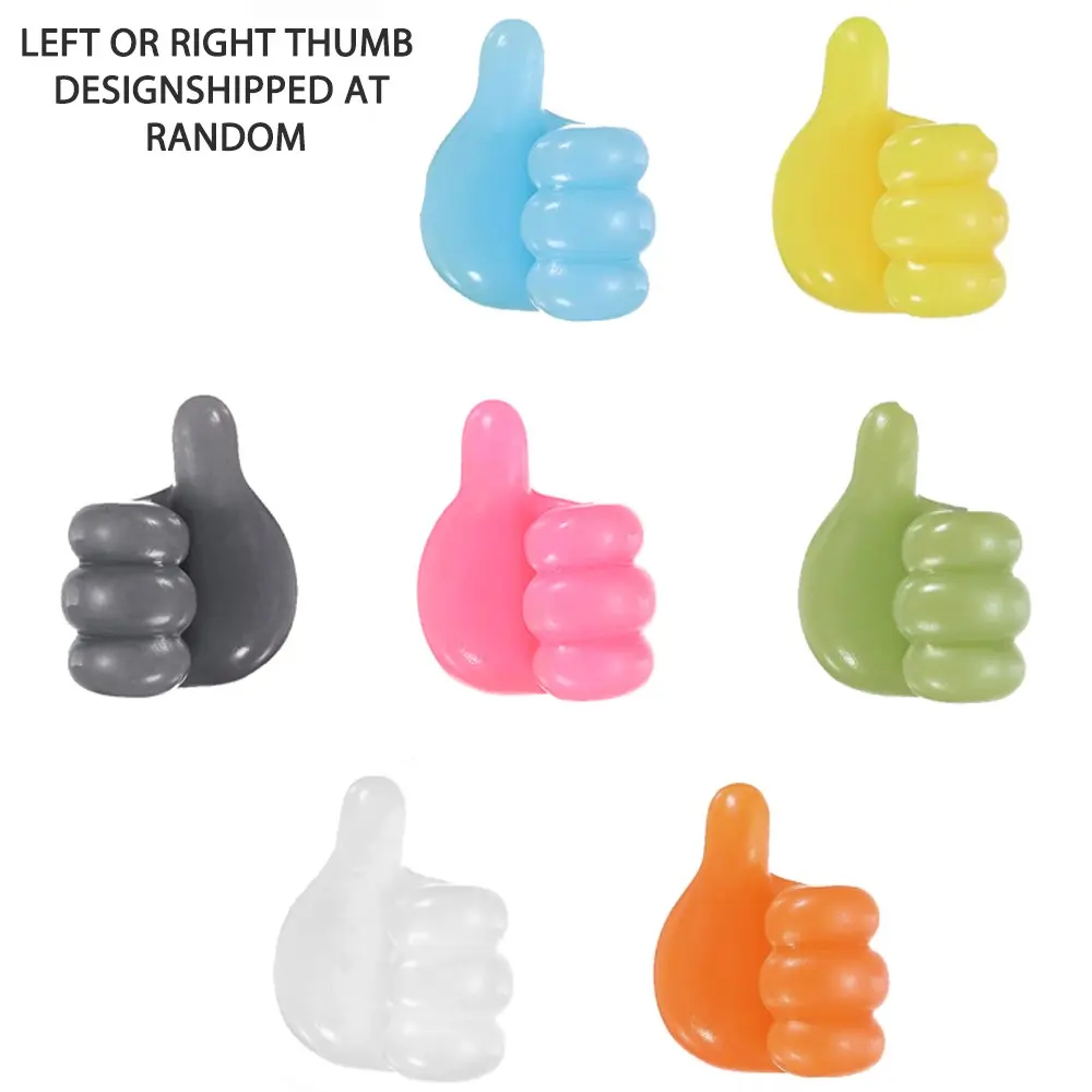 7 PCS Cute Thumb Hooks, Thumbs Up Self Adhesive Wall Hooks for Cables, Keys, Hair Ties and Small Items, Funny Desk Organizer and Room Decor for Home, Office and Dorm, Gift for Her or Him