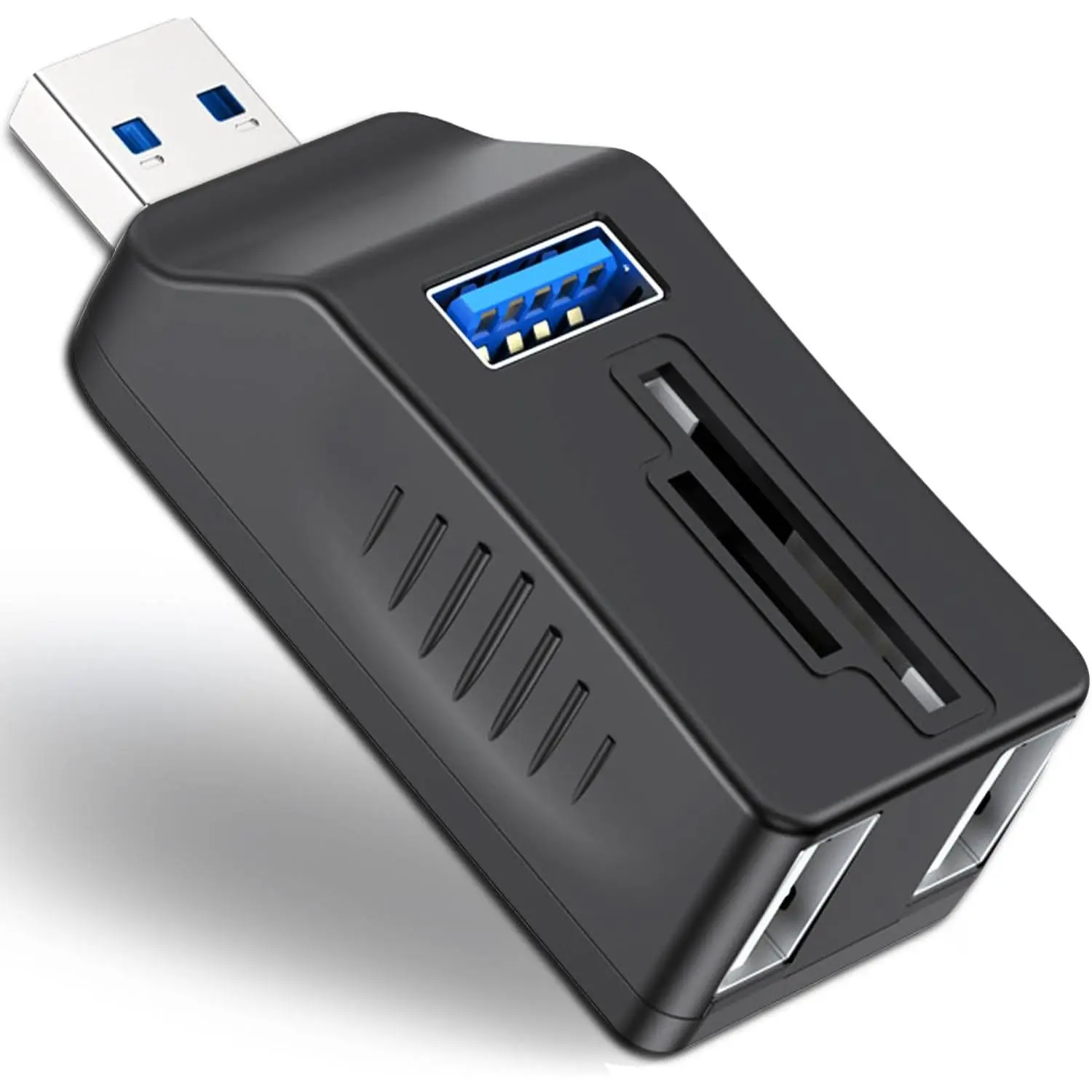 5-Port USB 3.0 Hub with SD TF Card Reader, USB Extender Adapter with Memory SD/ SD Card Reader, USB 3.0/2.0 Ports, Portable USB Splitter for Laptop,PC, Camera, Flash Driver, HDD,  Cam