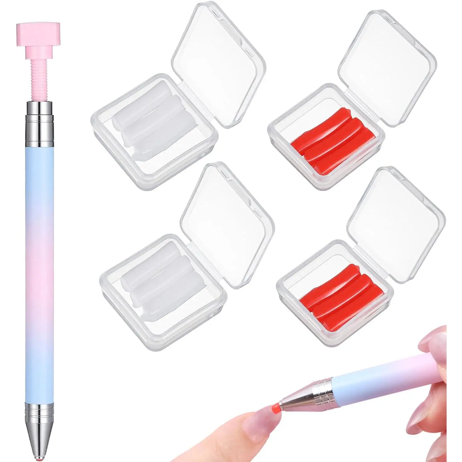 Rhinestone  Wax Pen, Automatic Refillable Wax Pen, 1+12Pcs | Refillable Waxs Pens, with 12 Waxs Refills, Art Painting Pen, Rhinestones Applicator, for  Arts  DIY Craft