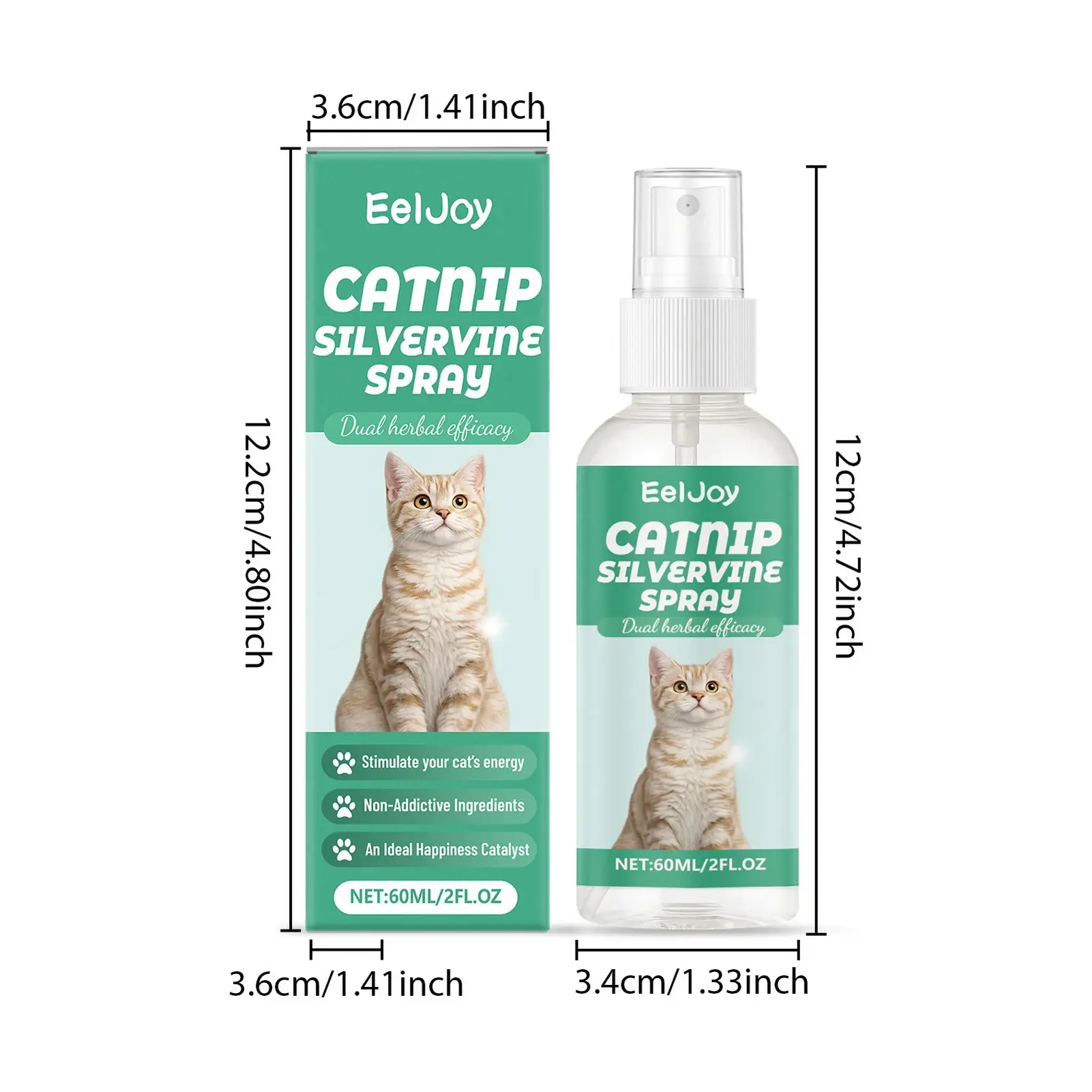 Natural Catnip Spray For Cats, Calming & Playful Pet Behavior Aid, 60ml Organic Cat Mint Enrichment For Indoor And Outdoor Use