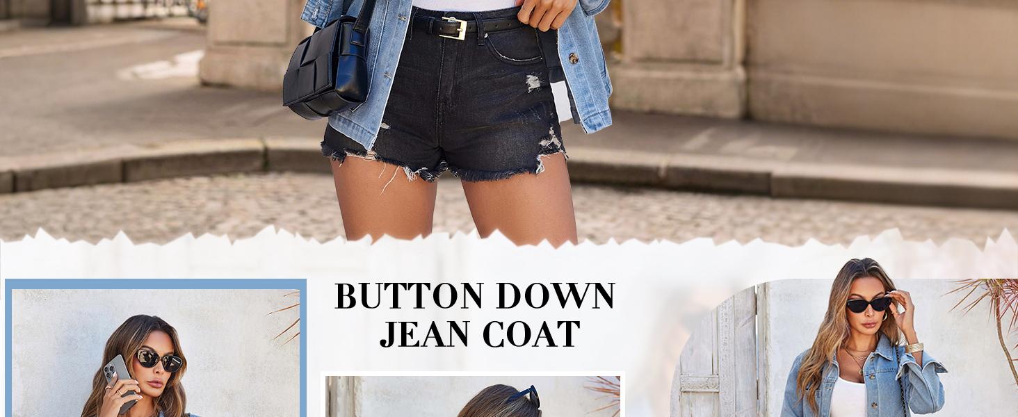 2026 Denim Jacket for Women Distressed Jean Jacket Button Down Shacket with Pockets