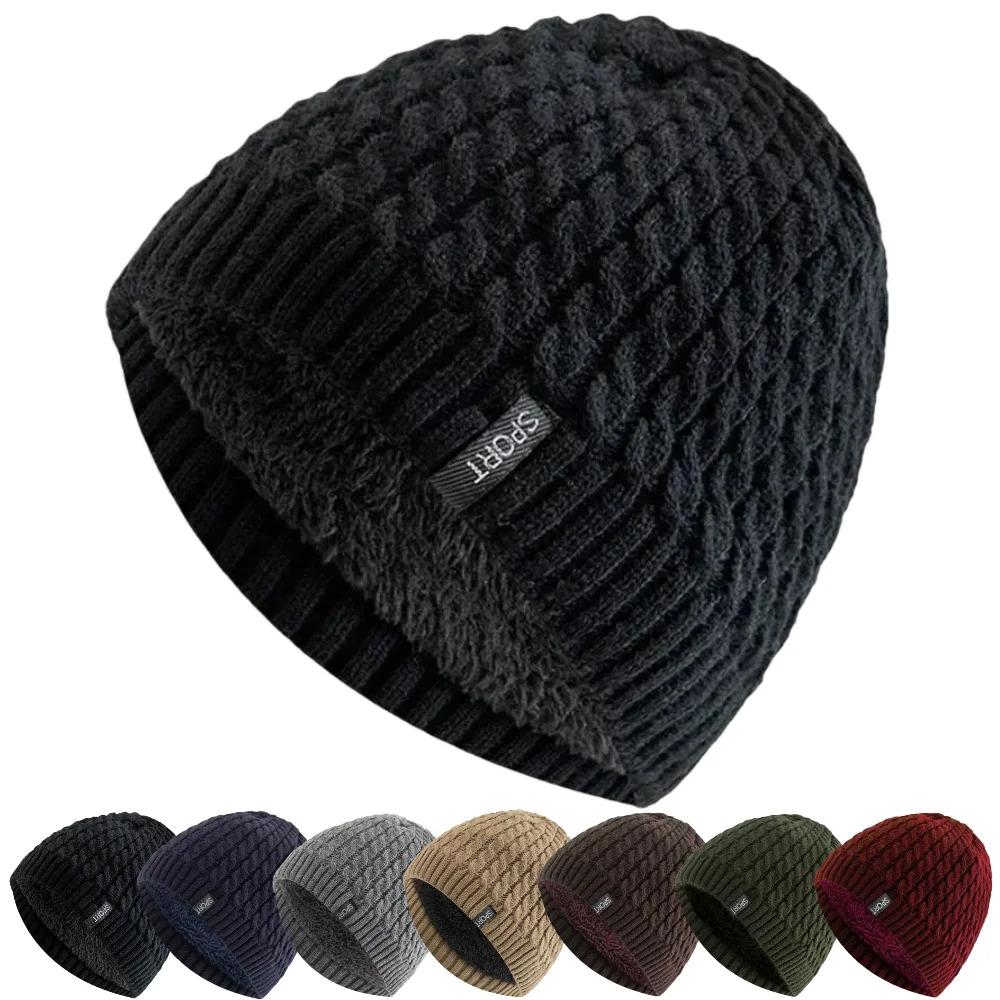 Hot Sale Unisex Casual Winter Hat SPORT Label Twisted Pattern Knitted Hat Winter Cozy Soft Beanie Hats