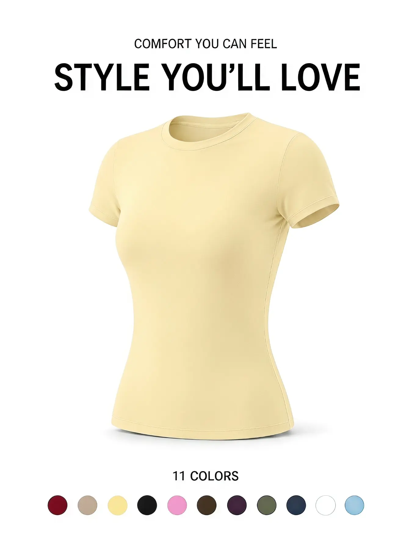 Women's Solid Color Workout T Shirt, Crewneck Workout Tops, Summer Cooling Slim Fit Short Sleeve Yoga Top for Gym Pilates Outdoor Running Cycling Four Way Stretch Moisture Wicking Breathable Quick Dry Casual Travel Sport Tee, Dry Fit Tees