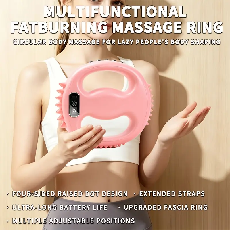 Multifunctional muscle massager, available in handheld and wearable modes, with multiple level adjustments, four-sided convex point design, upgraded fascia ring, precise muscle relaxation, extended strap, suitable for home use, Christmas gift