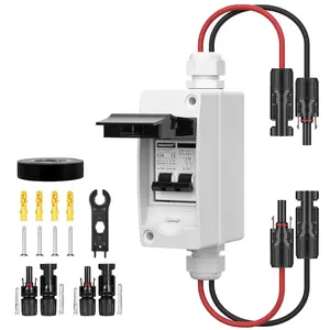 Solar Panels Disconnect Switch 63Amp DC Solar Shut Off Switch 400V 2 Poles Outdoor AC Small Miniature Circuit Breaker Box, IP65 Waterproof UV-Proof for PV Homes
