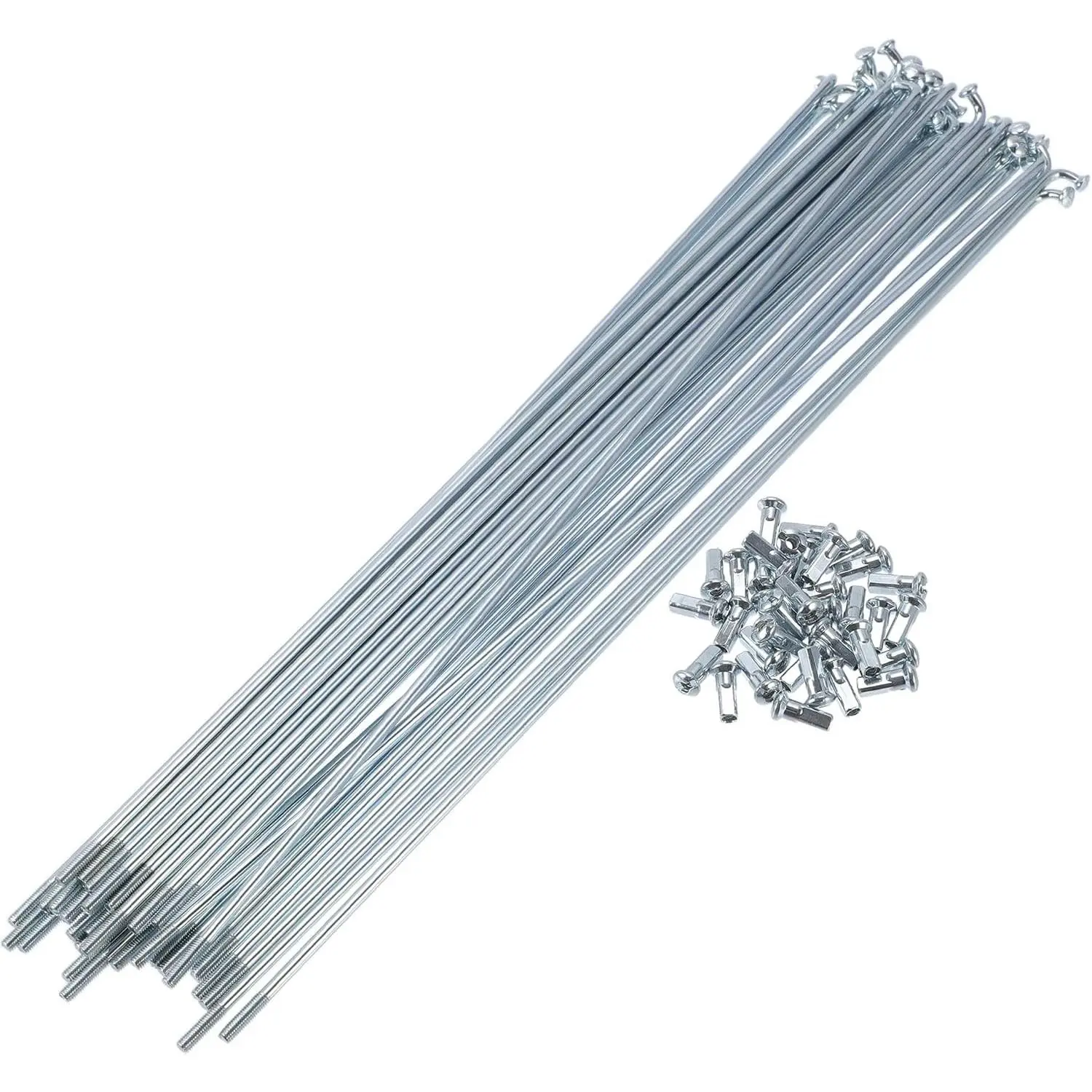 1 Set 12G 263mm Universal Bicycle Wheel Spokes Carbon Steel Galvanized Silver Tone Nipple