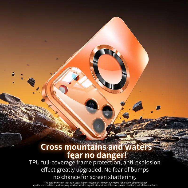 Luxury Matte Magsafe Case For iPhone 17Pro 16 15 14 13 12 ProMax Glass Lens Camera Wireless Charging Protection Cover Protective Smartphone Casing