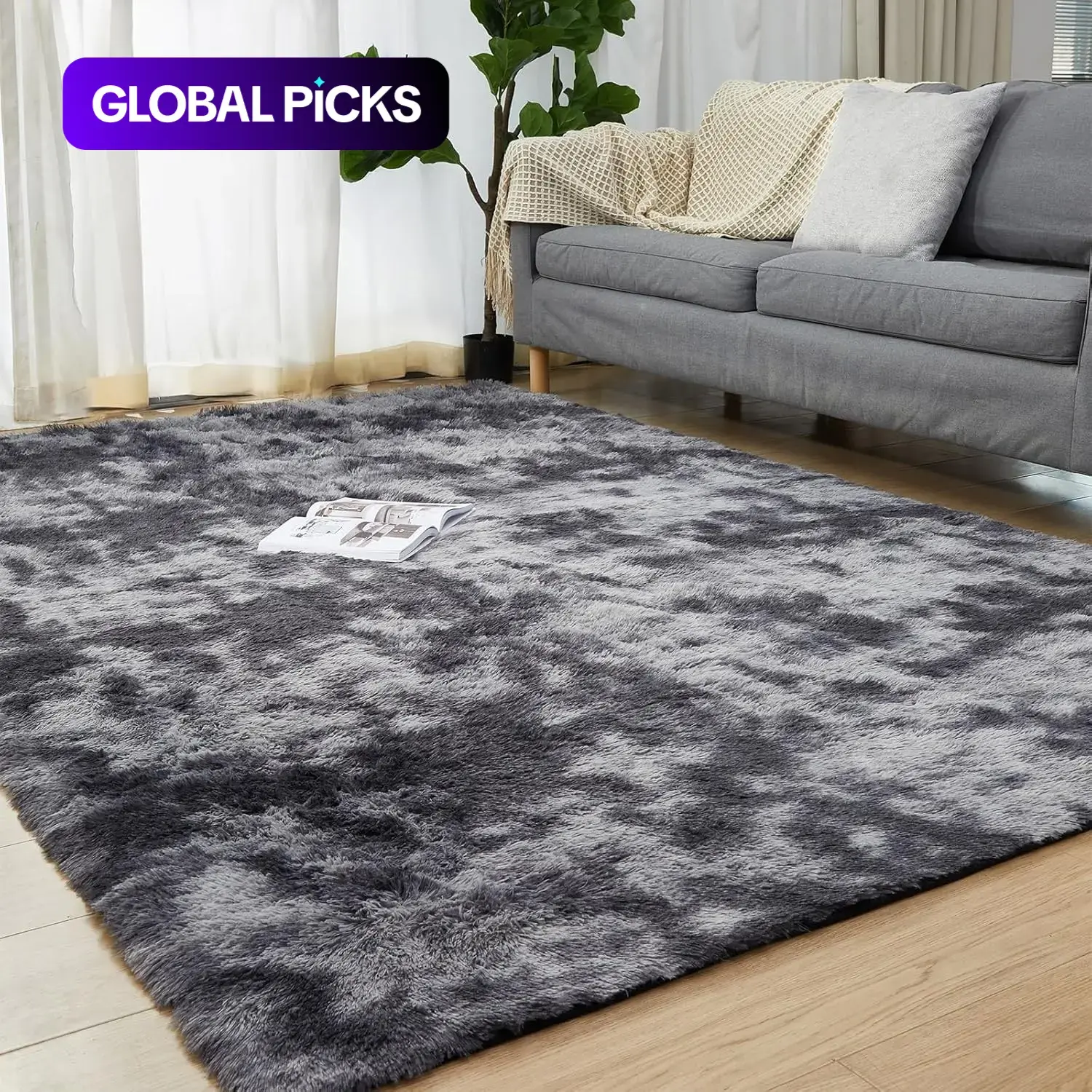 Ultra Soft Shag Area Rugs for Bedroom & Living Room, Super Fluffy Shaggy Fuzzy Contemporary Rugs for Dorm & Nursery, Home Decorative Indoor Carpet for Kids' Room Home Decor #GLOBAL PICKS