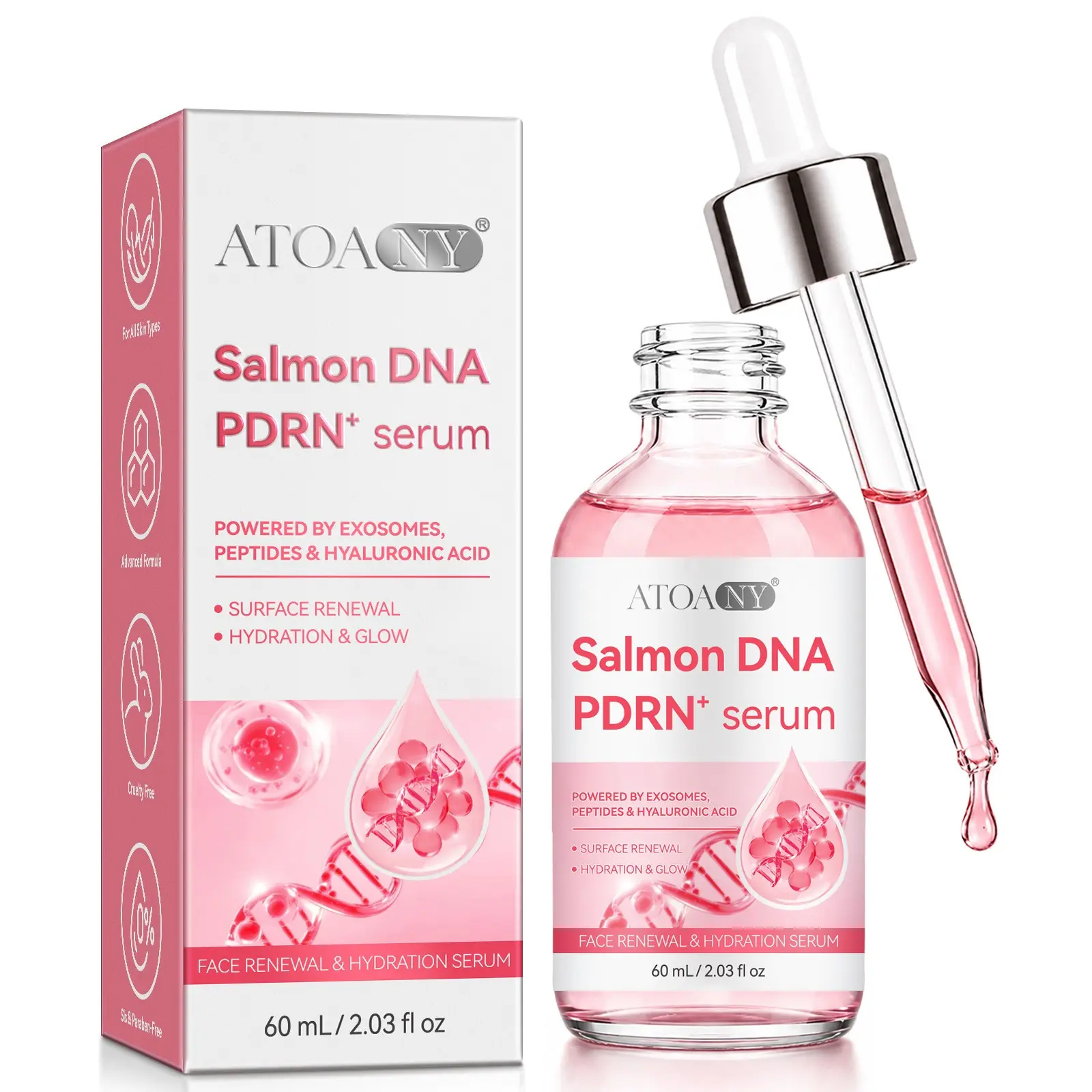 Atoany Pdrn Essence 60ML, Salmon Dna Facial Serum, Hydrating and Nourishing, Liquid Form, Moisturizing Care, Viral Hit Product