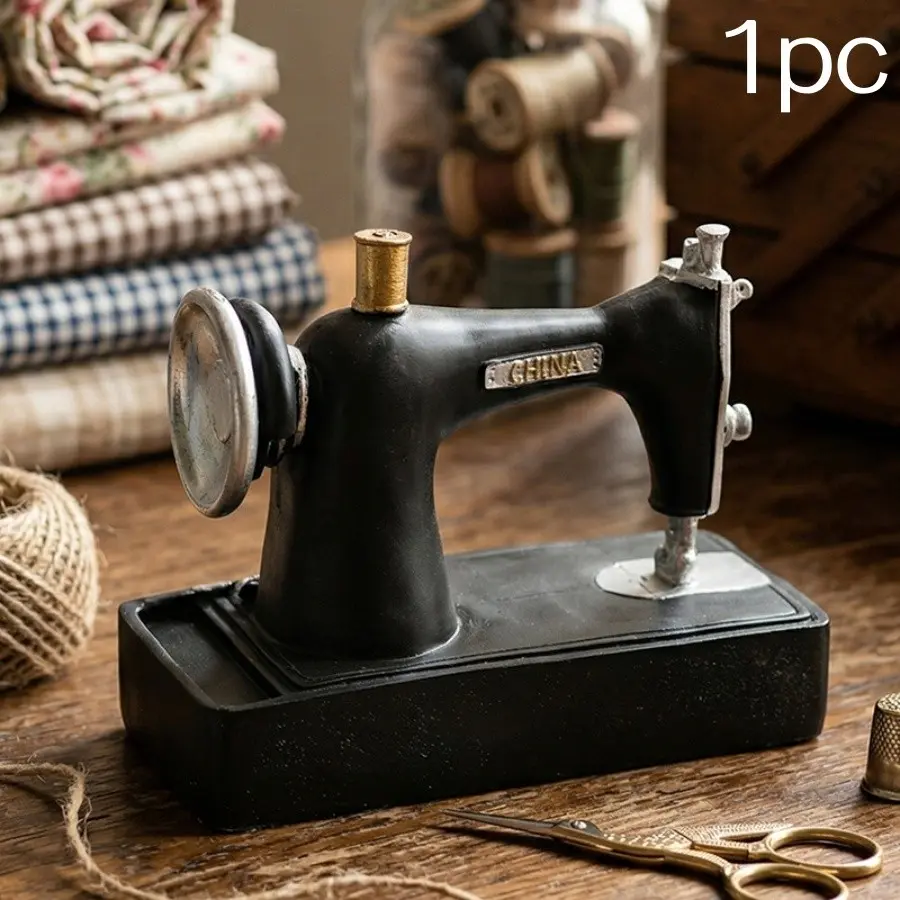 Vintage Sewing Machine Decorative Piece, Retro Aged Craft Ornament, Bar and Clothing Store Decoration, Unique Stylish Accent