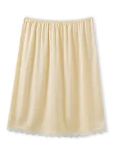 1 Piece Lace Trim Satin Half Slip, Daily Versatile Elastic Waist Underskirt