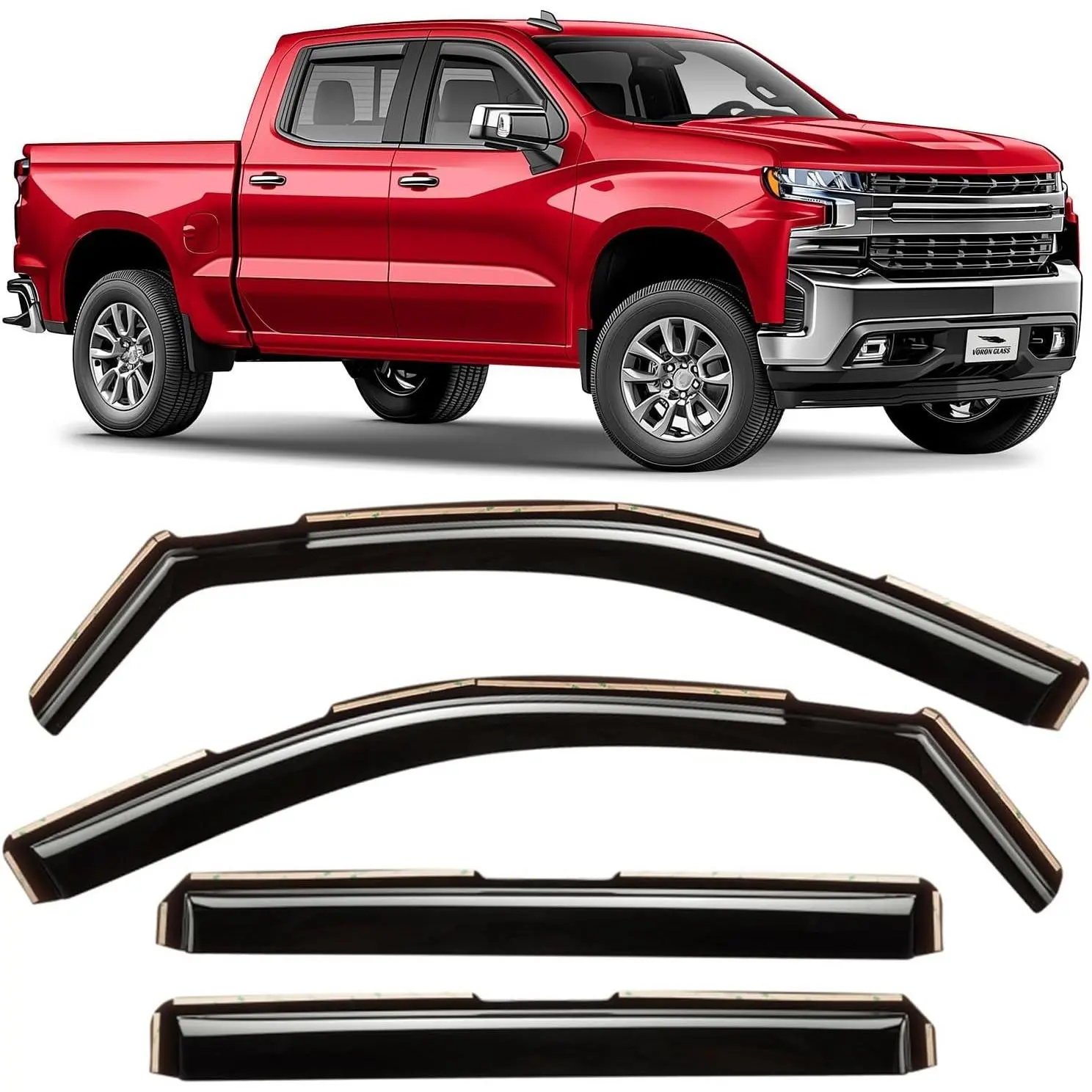 in-Channel Extra Durable Rain Guards for Chevy Silverado/GMC Sierra 1500 2019-2026 Crew Cab,Window Deflectors,Vent Visors,4pcs - 220089