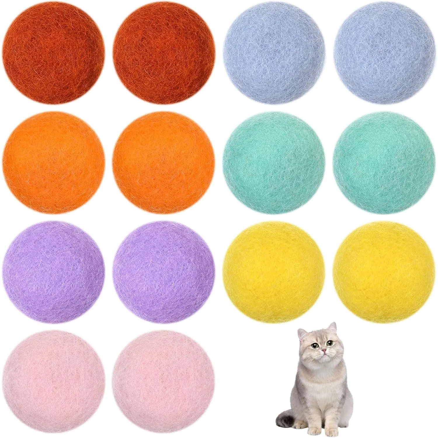 14 count   Ball Toys, Quiet Play Felt  Ball Toys Kitty Kicker Exercise , Fun Colorful Kitty Kitten  for Interactive Kitten Balls for Indoor 1.2in