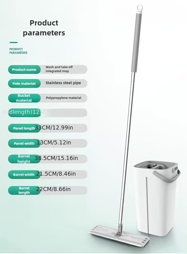 Hands-Free Flat Dust Mop with Bucket - Wet and Dry Cleaning, Perfect for Bedroom, Kitchen, Living Room, Bathroom - Durable Plastic Household Floor Mop Tool for Christmas Cleaning