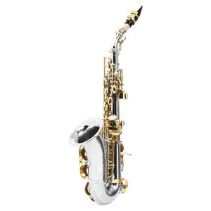 Slade  Soprano saxophone B Flat Key, Nickel Plated Body, White Shell Keys Includes Cloth Case and Standard Accessories