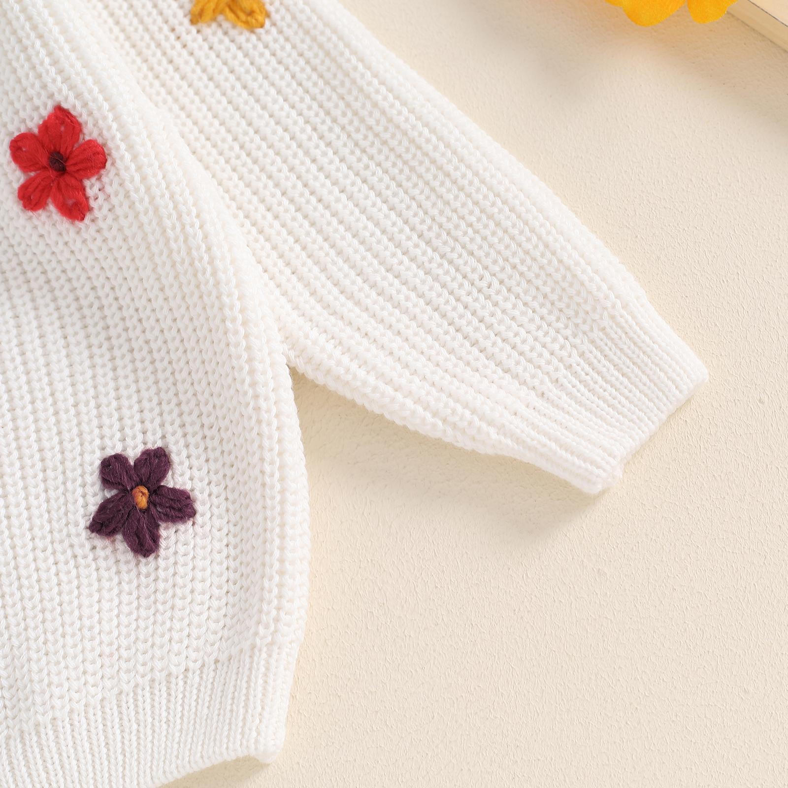 Toddler Baby Girl Knit Sweater Blouse Pullover Sweatshirt Flower Embroidery Warm Long Sleeve Tops 0-5 Years Toddler Baby Girl Knit Sweater Blouse Pullover Sweatshirt Flower Embroidery Warm Long Sleeve Tops 0-5 Years