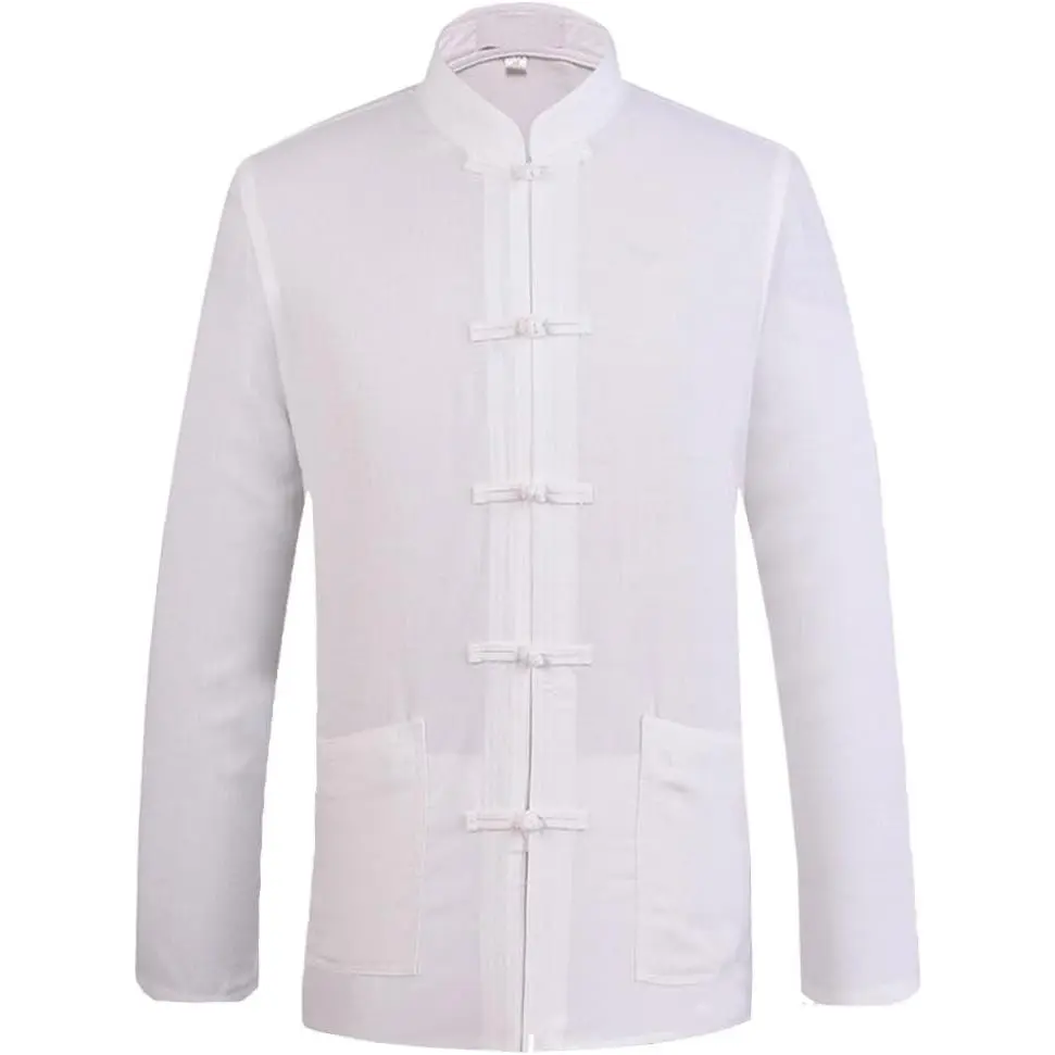 Chinese Tang Suit for Men Kung Fu Clothing Tops Martial Art Cotton Shirt