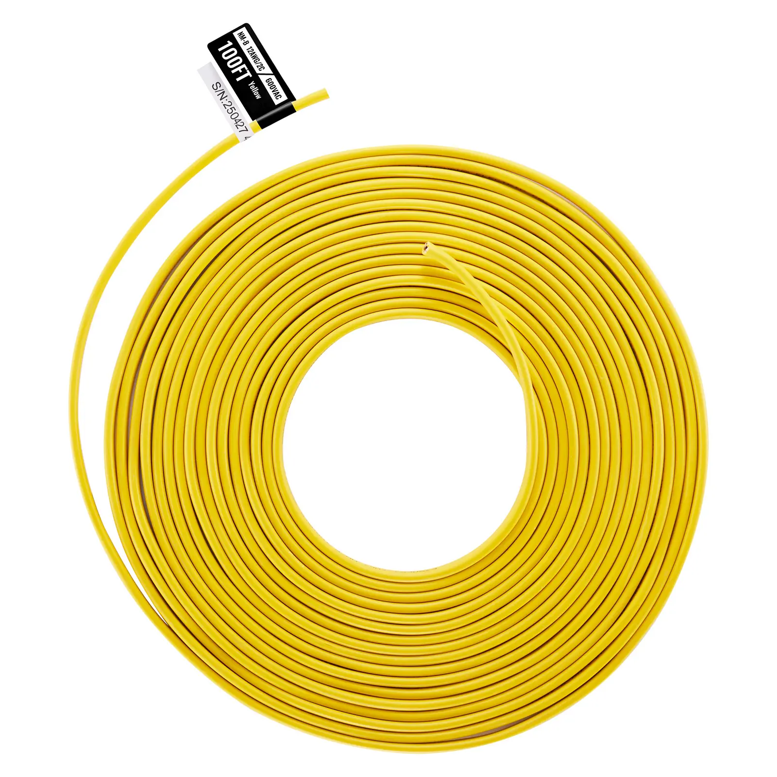 Nm-B Wire, 12AWG 2c Non Mettalic Residential Indoor Electrical Wire with Ground, Copper Core + PVC + Nylon Construction, Other Loads & Lighting Wiring Project(100 ft)