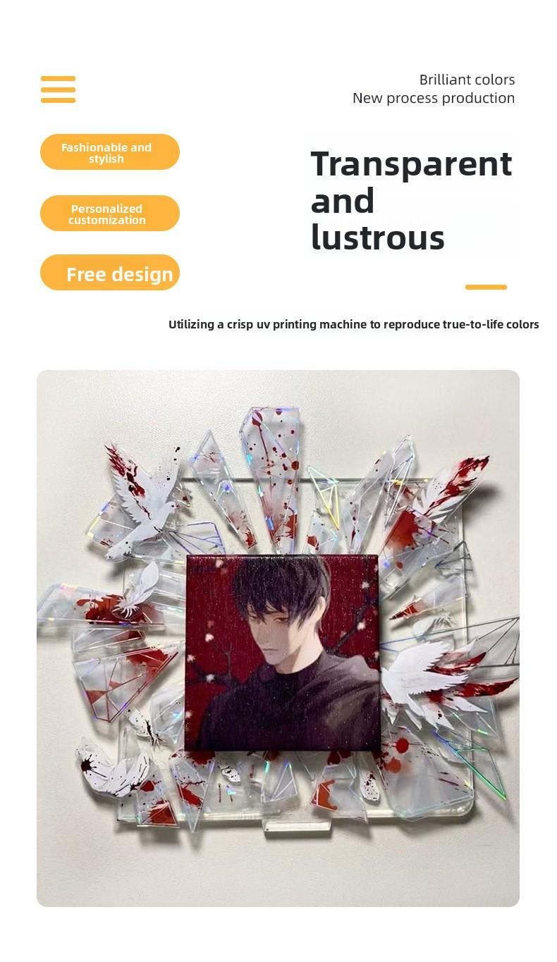 Bloody Shattered Glass Badge Holder Semi Transparent Acrylic Display Stand Decoration