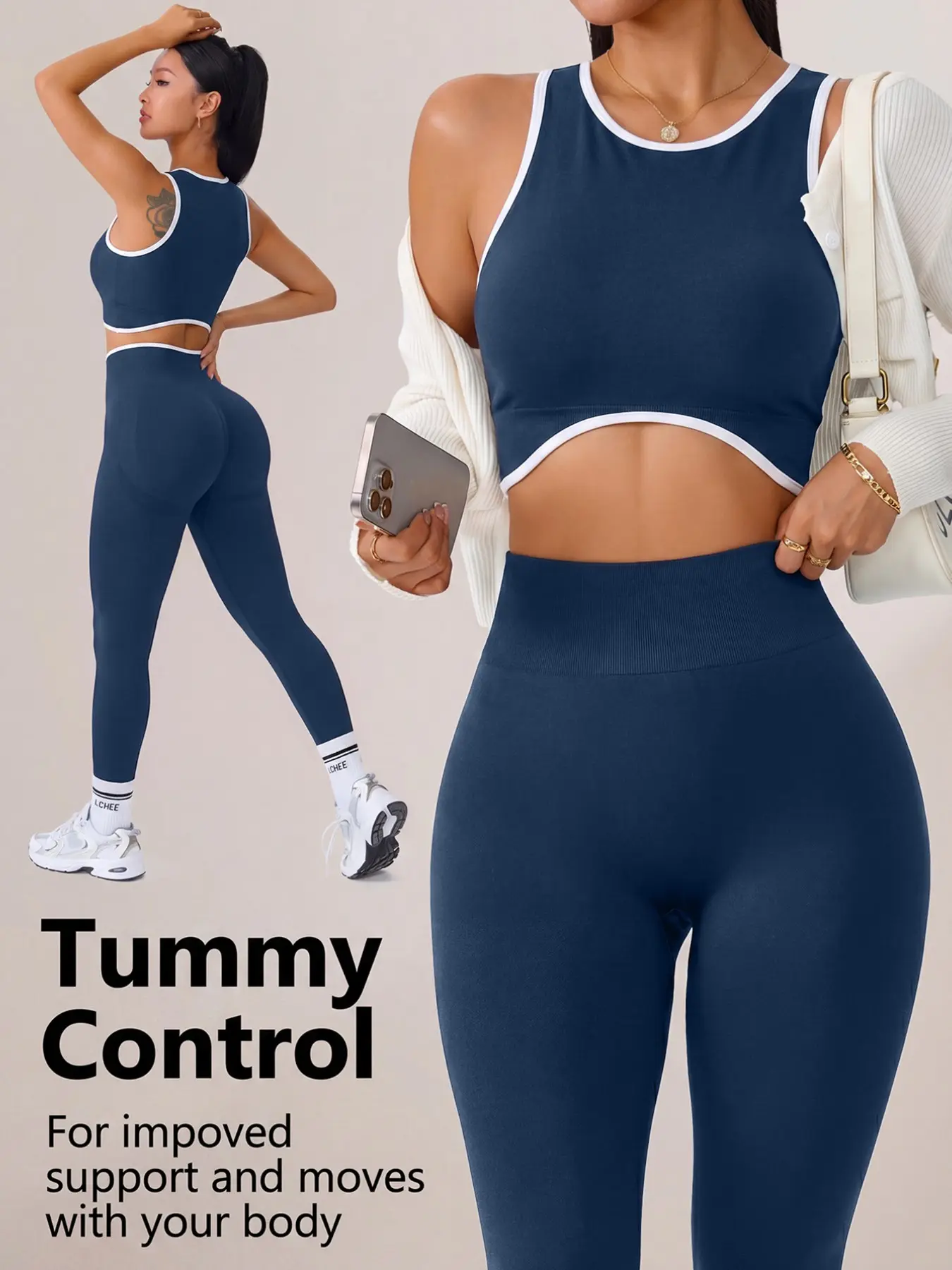 Women's Seamless Yoga Set, Sleeveless Printed Tank Top & High Waist Tight Pants, Matching Workout Set, Breathable, Stretchy, Ideal for Sports & Casual Wear