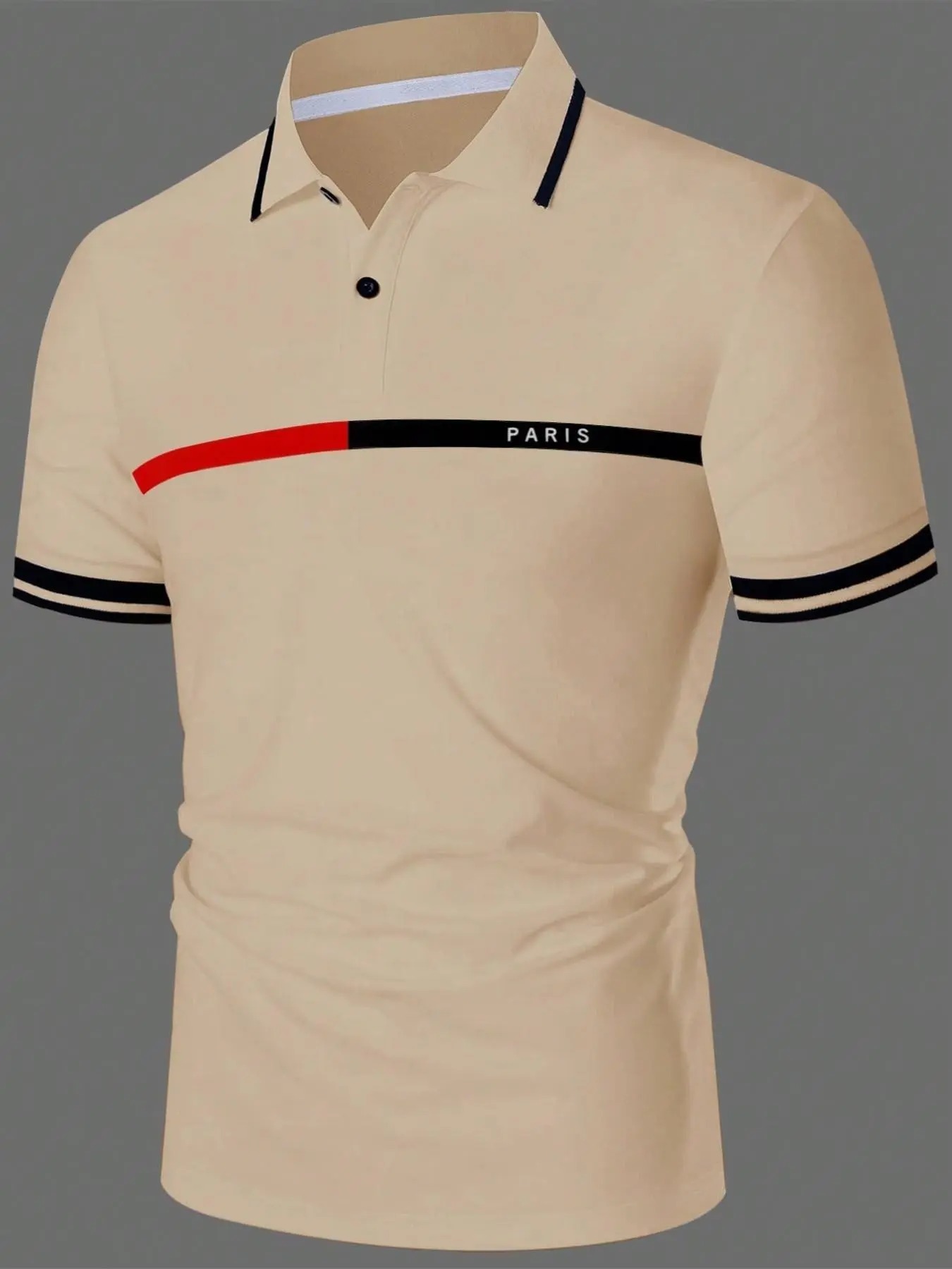 Men's Luxury Simple Collar Slim Fit Polo Shirt, Comfortable Breathable Business Office Casual Golf Sport Two-In-One Short Sleeve T-Shirt