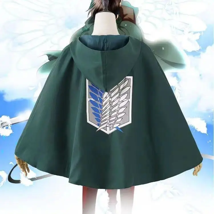 Anime Attack on Titan Cosplay Costumes Giant Cloak with Hat Shingeki No Kyojin Scouting Legion Green Cape Mens Clothes