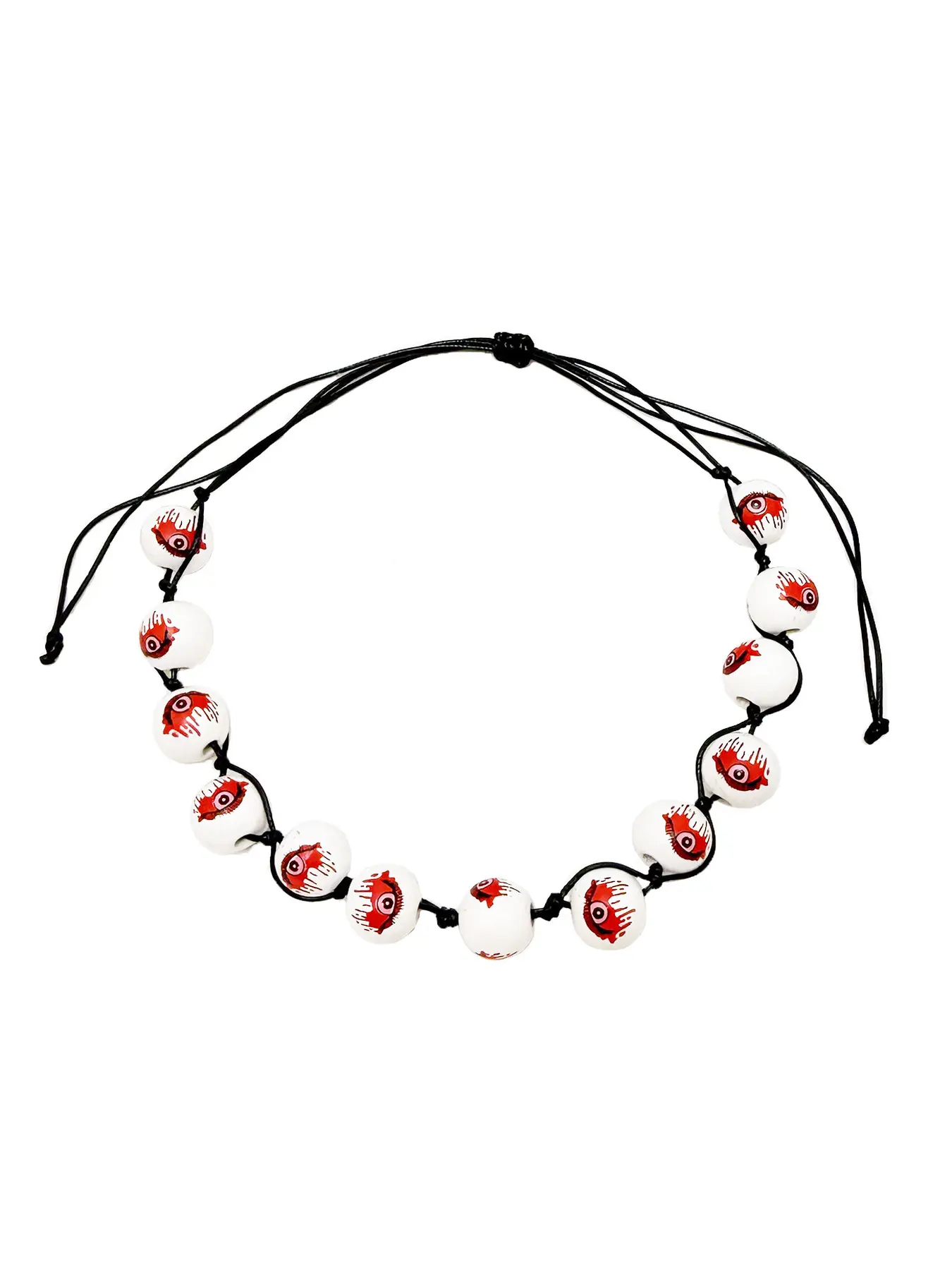 Gothic Punk BloodHorror Eyeball Beaded Choker Necklace Scary Blood Eye Ball Bead Chain Gothic Halloween Cosplay Costume Neck Jewelry Spooky Party Statement Accessories For Women