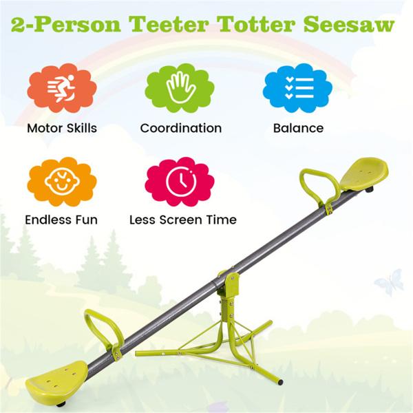 Kids Rotating Seesaw 70.9"x26.4"x27.6", Plastic & Iron Pipe Construction 154LBS Combined Weight