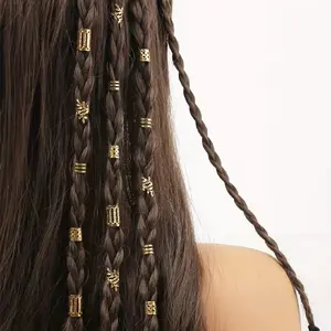 40/80Pcs/Set Vintage Metal Braid Hair Cuffs Dreadlock Hair Beads Leaf Charms Multi Style Hollow Tube Ring Clips Decorative Braiding Hair Accessories for Women Girls Boho Hippie Festival Hairstyle Decor Gold Silver Two Colors Optional