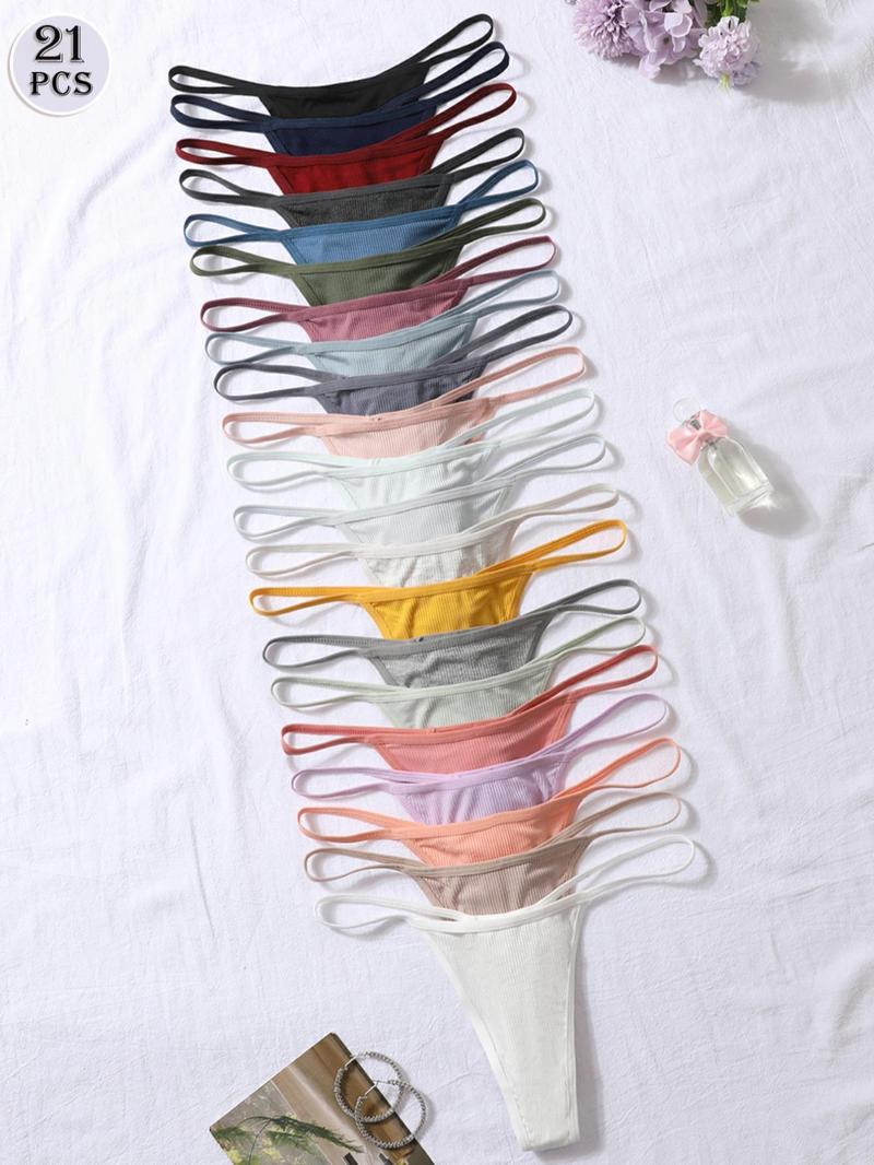 Women's Solid-Color Thongs, Comfortable Soft Breathable Panties for Daily Wear, Women's Underwear for All Seasons, Soft Comfy Panties