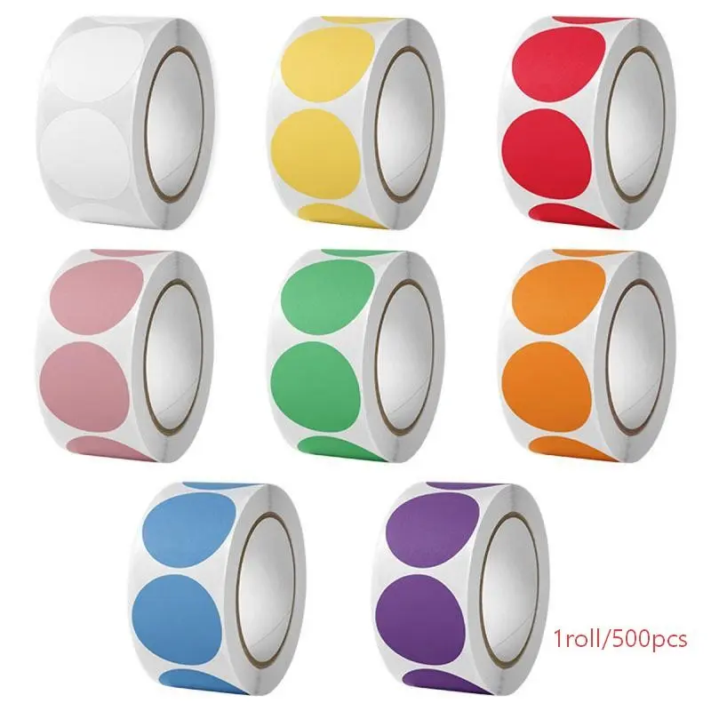 500 Stickers/Roll Colorful Marking Stickers - Round Self-Adhesive Labels for DIY Graffiti & Envelope Sealing Sticky Labels Stickers Included