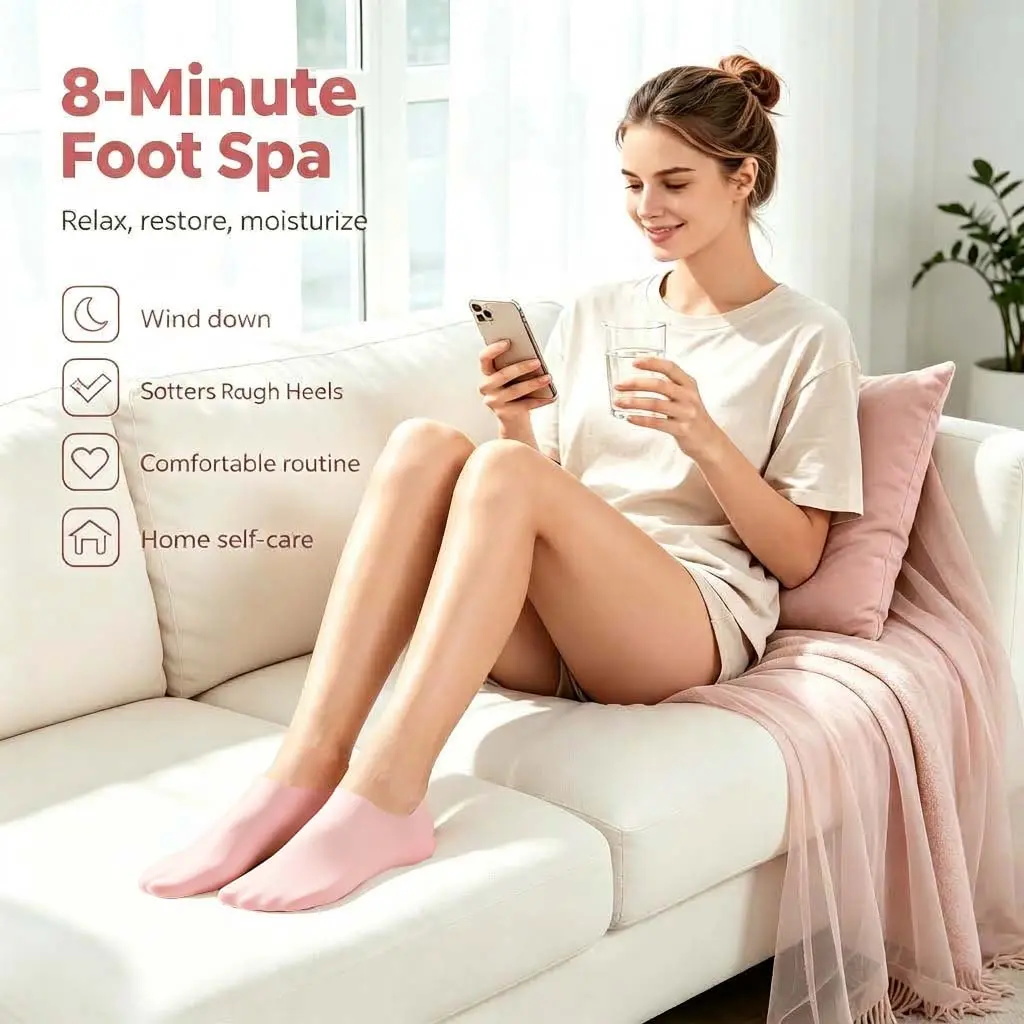 Elastic Silicone Foot Care Socks – Moisturizing Heel Mask Socks for Mature Dry Cracked & Swollen Feet| Home-Spa Pedicure Treatment