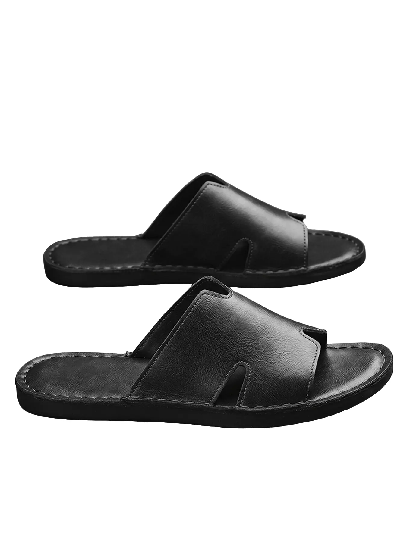 Fashion Men's Slide On Sandals, Summer Outdoor Slip-On Shoes, Anti-Slip Durable PU leather Slippers, Luxury Casual Slides Footwear for Men