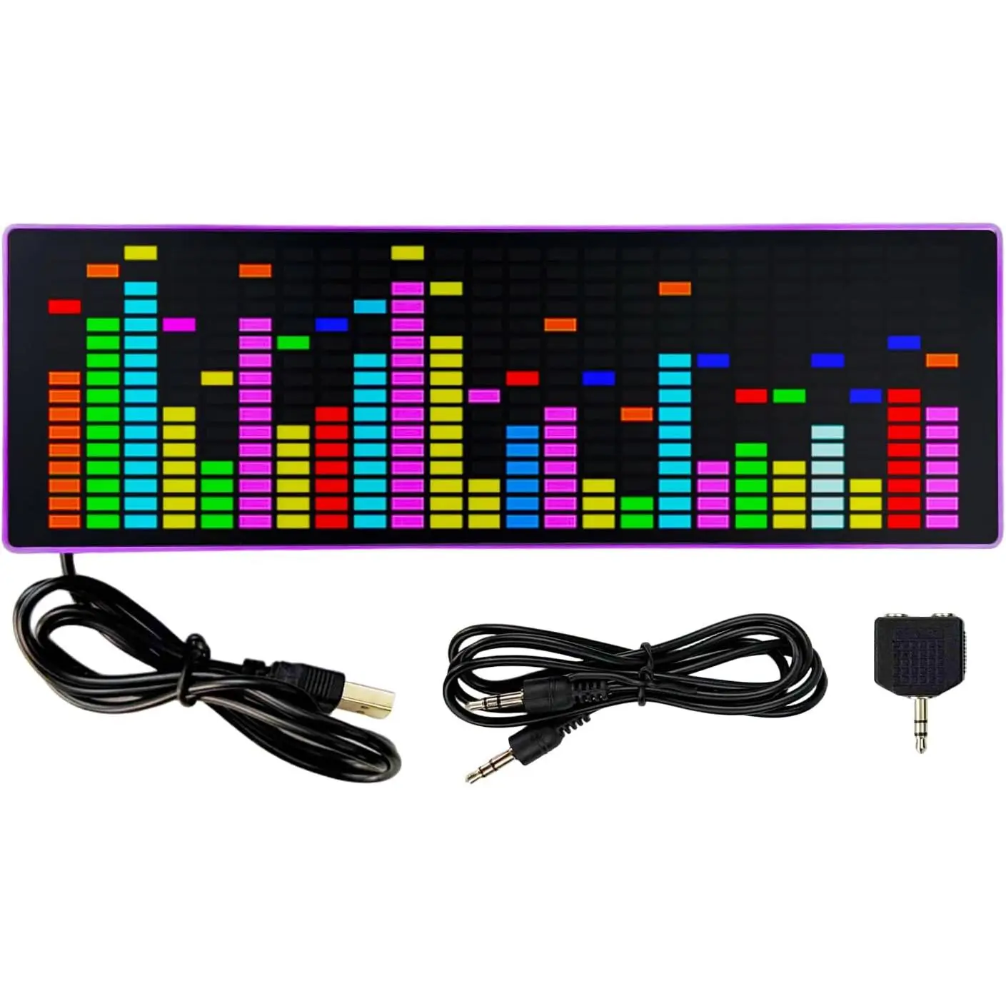 LED Music Spectrum Clock Purple, Voice Controlled Rhythm Light with 384 RGB LEDs, Sound Activated Spectrum Display for Desktop, Gaming Room and Bedroom Decor