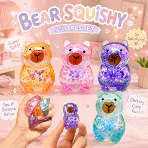 1/3/6 Pack Sparkly Porcupine Squishy Balls, Malt Filled Elastic Sensory Fidget Toys Random Colors, Cute Kawaii Birthday Party Gifts for Teens Kids