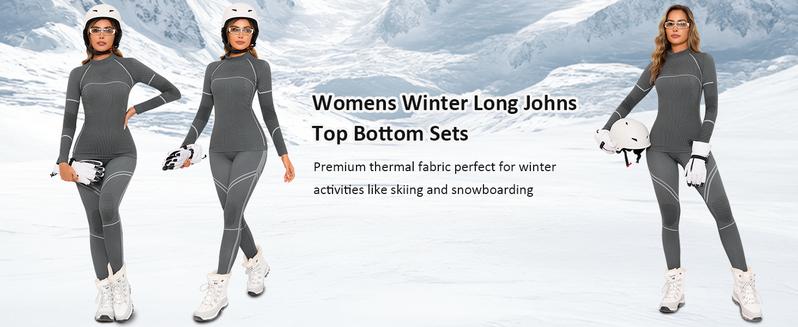 Yousify Womens Thermal Underwear Ski Breathable Warm Base Layer Winter Long Johns Top Bottom Sets for Cold Weather