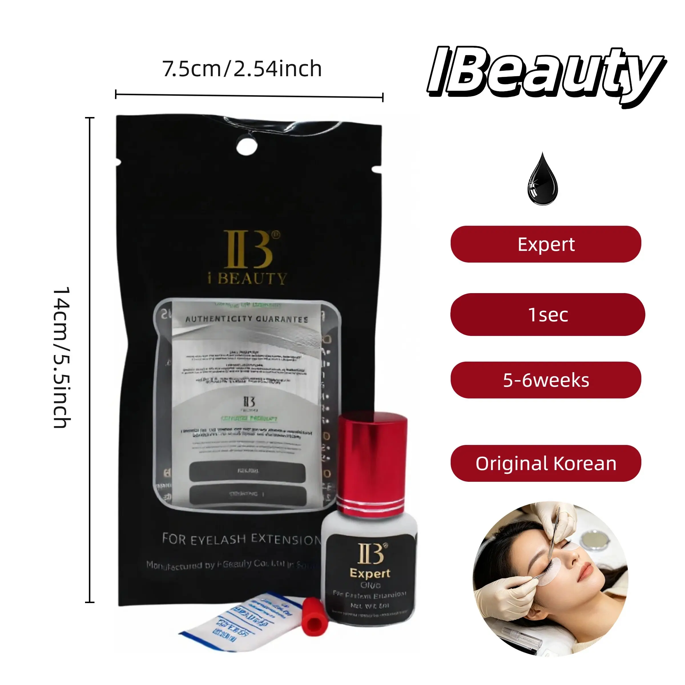 Korea Original IBeauty Expert Glue Eyelash Extensions   Lash Glue False Eyelash Adhesive 5ml Quick drying in 1-2 Seconds Stable and lasting Eyelash Extension Supplies