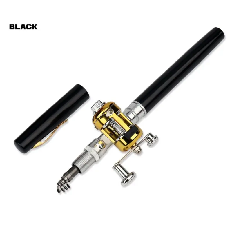 Portable Mini Fishing Rod and Reel Combo - Compact 38 Inch Pen Fishing Pole, Telescopic Pocket Fishing Rod for River, Lake & Ice Fishing
