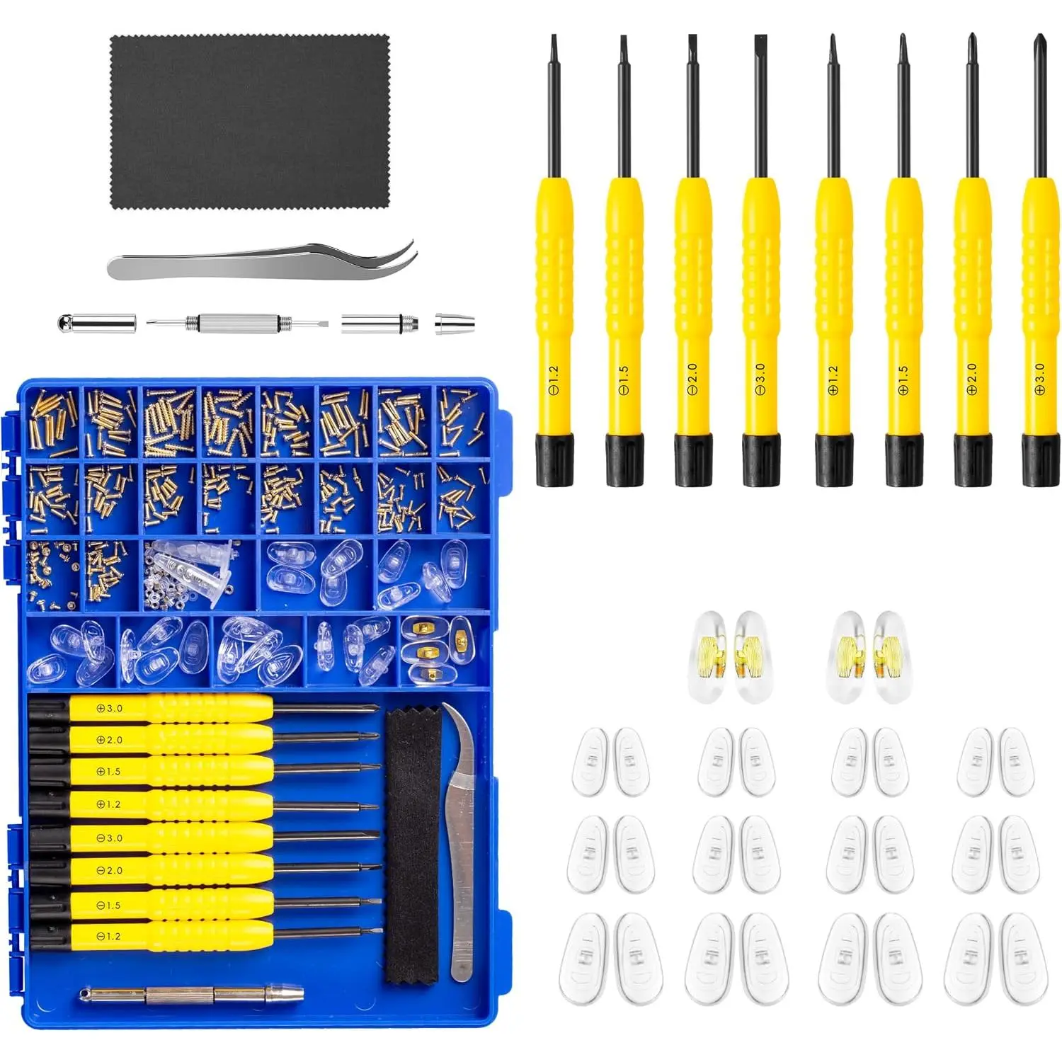 Eyeglass Repair kit with  Screw, Upgraded -in- Eye Glass Repairing Kit Included Precision  Sets, Nose Pads
